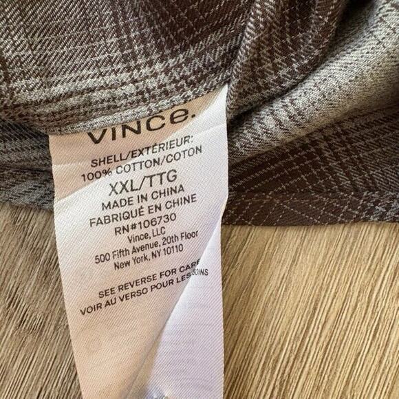 Vince Shirt Mens 2XL Brown‎ Plaid Flannel L/S Button Up Classic Fit - Picture 5 of 8